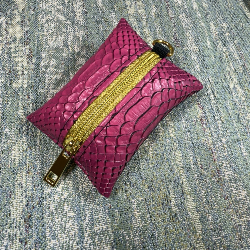 Dog Poop Bags Holder, Pink Crocodile Print Vinyl.